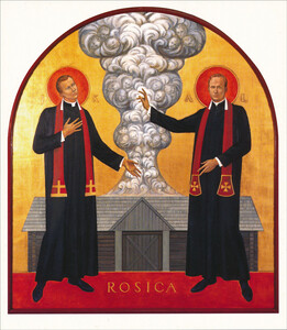 Obraz Męczennicy z Rosicy: bł. J. Kaszyra i bł. A. Leszczewicz, 23 x 20 cm